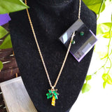 GOLD/GR,2 PC,PALM TREE NECKLACE & EARRINGS