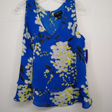 LIZ CLAIBORNE,BLUE+, EDOI, SLEEVELESS FLORAL TOP