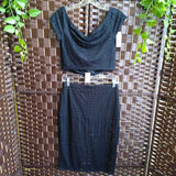 BLACK,4,LACE CROP TOP W/SKIRT