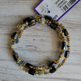 BROWN, SPRING BEADED BRACELET