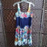 NINE WEST,NAVY+,8,FLORAL SLEEVELESS DRESS