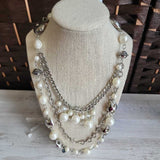 CREAM+, RIBBON PEARL NECKLACE