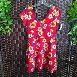 RED,LARGE,FLORAL DRESS