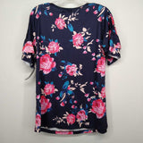 BLUE,LARGE,FLORAL SHORT SLEEVE