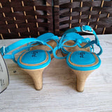 PULSE,TEAL,8,CORK WEDGE STRAPPY SANDAL