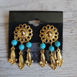 GOLD+, FLORAL BEAD DANGLE EARRINGS