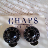 BLACK, CHAPS CLIP ON EARRINGS