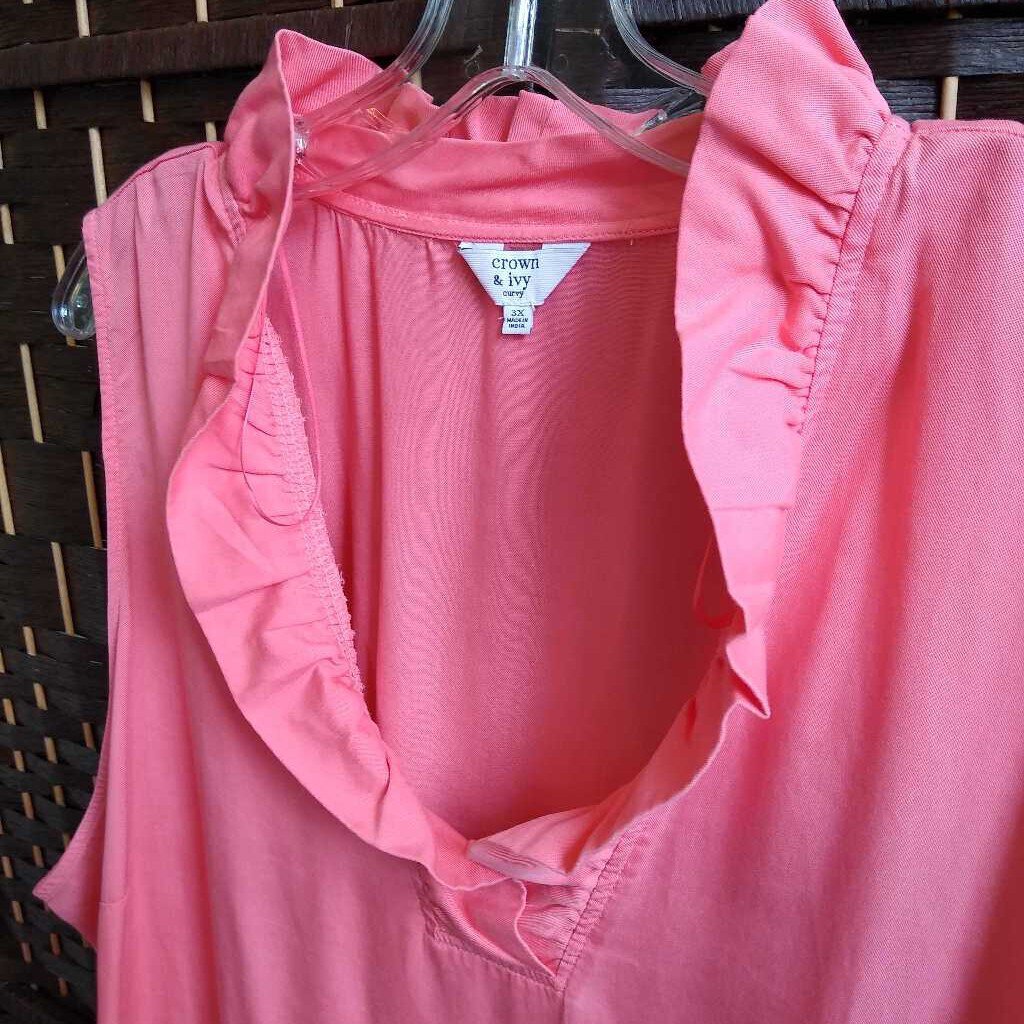 PEACH,3X,RUFFLE TOP