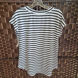 MAURICES,WHITE+,SMALL,STRIPED V NECK THICK T