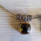 SILVER+, WRAP NECKLACE WITH SQUARE JEWEL PENDANTS