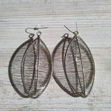 SILVER, WIRE LEAF EARRINGS