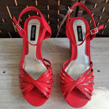 RED,8M,WHITE HOUSE BLACK MARKET WEDGE SANDALS