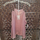 NINE WEST,PINK,XL,SILKY TANK W/ LACED NECK