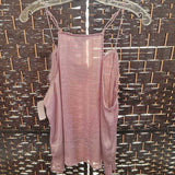 NINE WEST,PINK,XL,SILKY TANK W/ LACED NECK