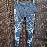 GREY/WHT,L/XL,TREE PRINT LEGGINS