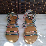 TAN+,6.5,QUPID FLORAL BUCKLE SANDALS