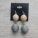 Gray/Pink,Large,Bobble Earrings