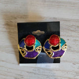 MULTI,PIERCED,ENAMEL POST EARRINGS