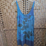 BLUE+,M,FLORAL TANK TOP