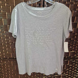 MICHAEL KORS,GR/WH,LARGE,EMBELLISHED TEE