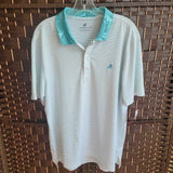 CARIBBEAN JOE,AQUA/WH,LARGE,STRIPED POLO SHIRT