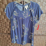 ST JOHNS BAY,BLUE+,S,FLORAL TOP