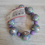 PURPLE+, BEADED STRETCH BRACELET