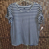 NAUTICA,NAVY/WH,`LARGE,STRIPED TOP