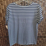 NAUTICA,NAVY/WH,`LARGE,STRIPED TOP