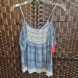 BL/CR,MEDIUM,SPAGHETTI STRAP TOP