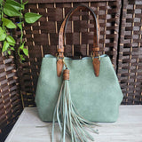 JEN & CO,GREEN BRWN,13X10,HAND SHOULDER BAG