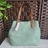 JEN & CO,GREEN BRWN,13X10,HAND SHOULDER BAG