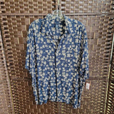 KNIGHTS BRIDGE,NAVY/TAN,XL,FLORAL SHIRT