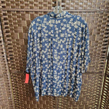 KNIGHTS BRIDGE,NAVY/TAN,XL,FLORAL SHIRT