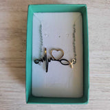 SILVER, HEART PULSE NECKLACE