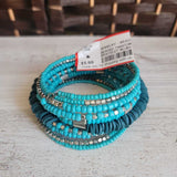 BLUE+, BEADED TWIST/WRAP BRACELET