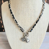 HARLEY DAVIDSON,BLACK/SILVER, NECKLACE WITH HD CHARMS