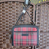 ST JOHNS BAY,BLK WHT RED,7X9,CROSS BODY PLAID