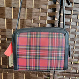 ST JOHNS BAY,BLK WHT RED,7X9,CROSS BODY PLAID