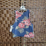 AEROPOSTALE,BLUE+,M,FLORAL TANK TOP