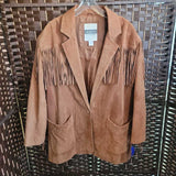 ACCENTS UNLIMITED,BROWN,2XL,FRINGE SUEDE JACKET