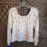 SO,TAN PINK,XL,LNG SLV BLOUSE FLRL