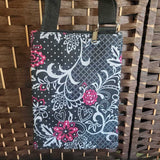 KARRIAGE-MATE,BLK PNK WHT,7X10,CROSS BODY FLRL