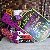 6PC,SET OF GLITTER HALLOWEEN SIGNS