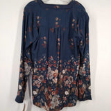 TOLANI COLLECTION,NAVY+,SMALL,LONG SLEEVE FLORAL TOP