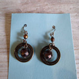 BROWN+, ROUND BEADED EARRINGS