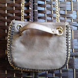 LATIQUE,TAN/GOLD, CHAIN STRAP PURSE