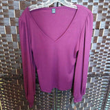 SHEIN,BURGUNDY,LARGE,V NECK TOP