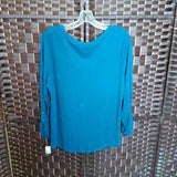 APT 9,TEAL,LARGE,V NECK TOP