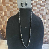 BLACK,2PC,BEADED NECKLACE W/EARRINGS